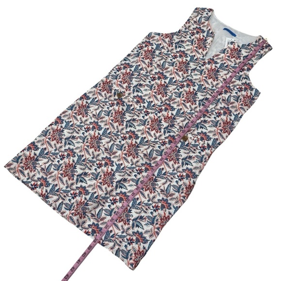 J. McLaughlin Rue Coral/Blue Linen Floral Sleeveless Shift Dress Medium NEW $218 - Picture 12 of 16